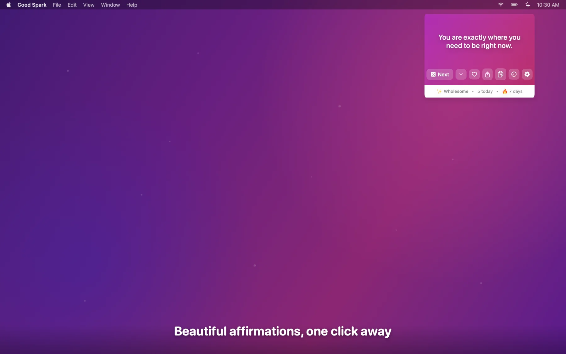 One click from your Mac menu bar